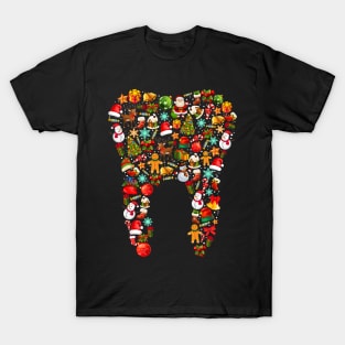 Dental Christmas Tooth Dentist Merry Christmas Gift T-Shirt